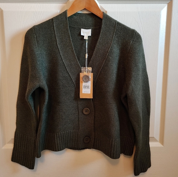 Cyrus Button Front Cardigan in Burt Olive 🫒 Large - Picture 1 of 5